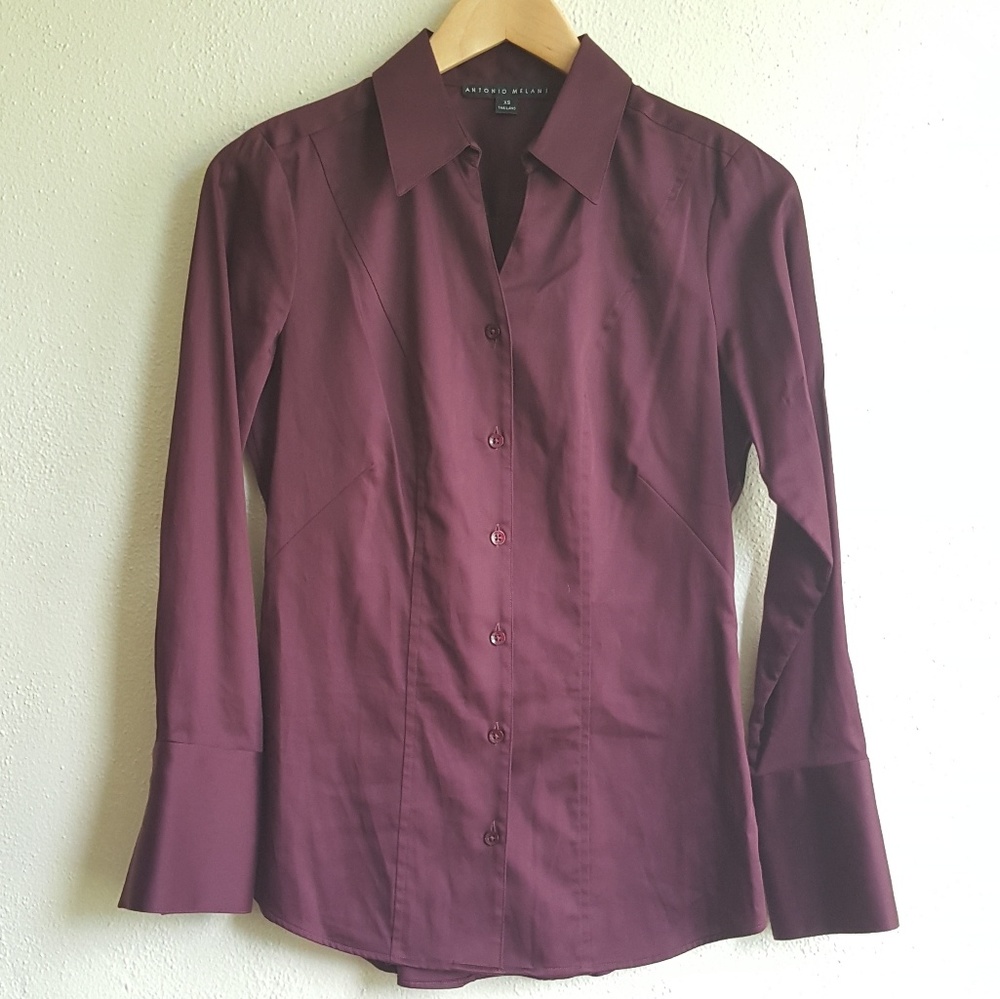 Antonio Melani Burgundy Button Down XS